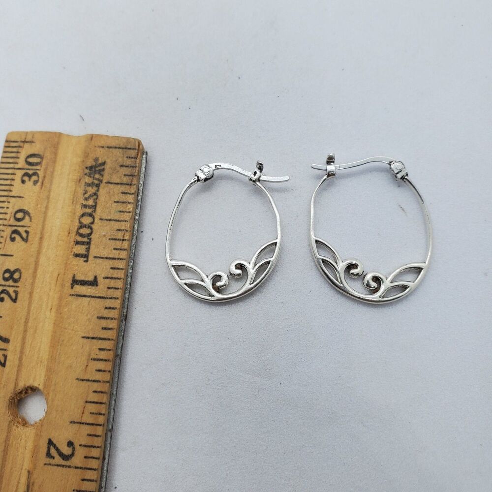Sterling Silver Hoop Earrings-Bent 925